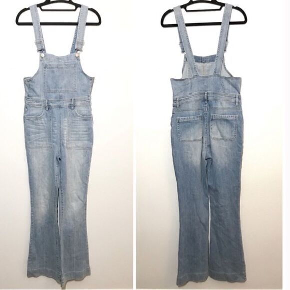 𝅺KENDALL and Kylie confused wash flare leg sold out denim overalls Sz 24 - Picture 3 of 11